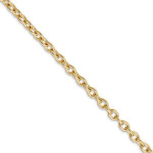3.2mm, 14k Yellow Gold Solid Link Cable Chain Necklace, 24 Inch